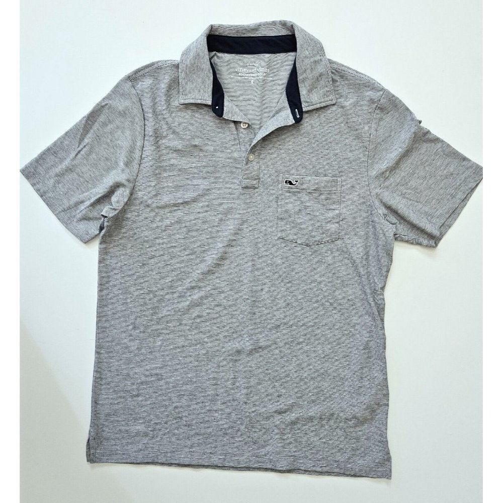 Vineyard Vines S Mens Edgartown Navy Striped Classic Polo Shirt Top